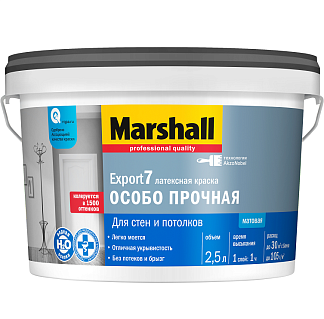 Краска латексная для стен и потолков Marshall Export 7 матовая BW (9л)